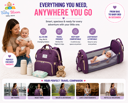 Baby Bloom Portable Baby Bed & Diaper Backpack Pro - Purple