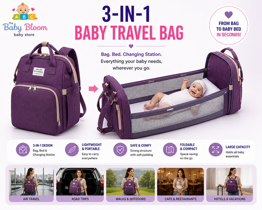Baby Bloom Portable Baby Bed & Diaper Backpack Pro - Purple