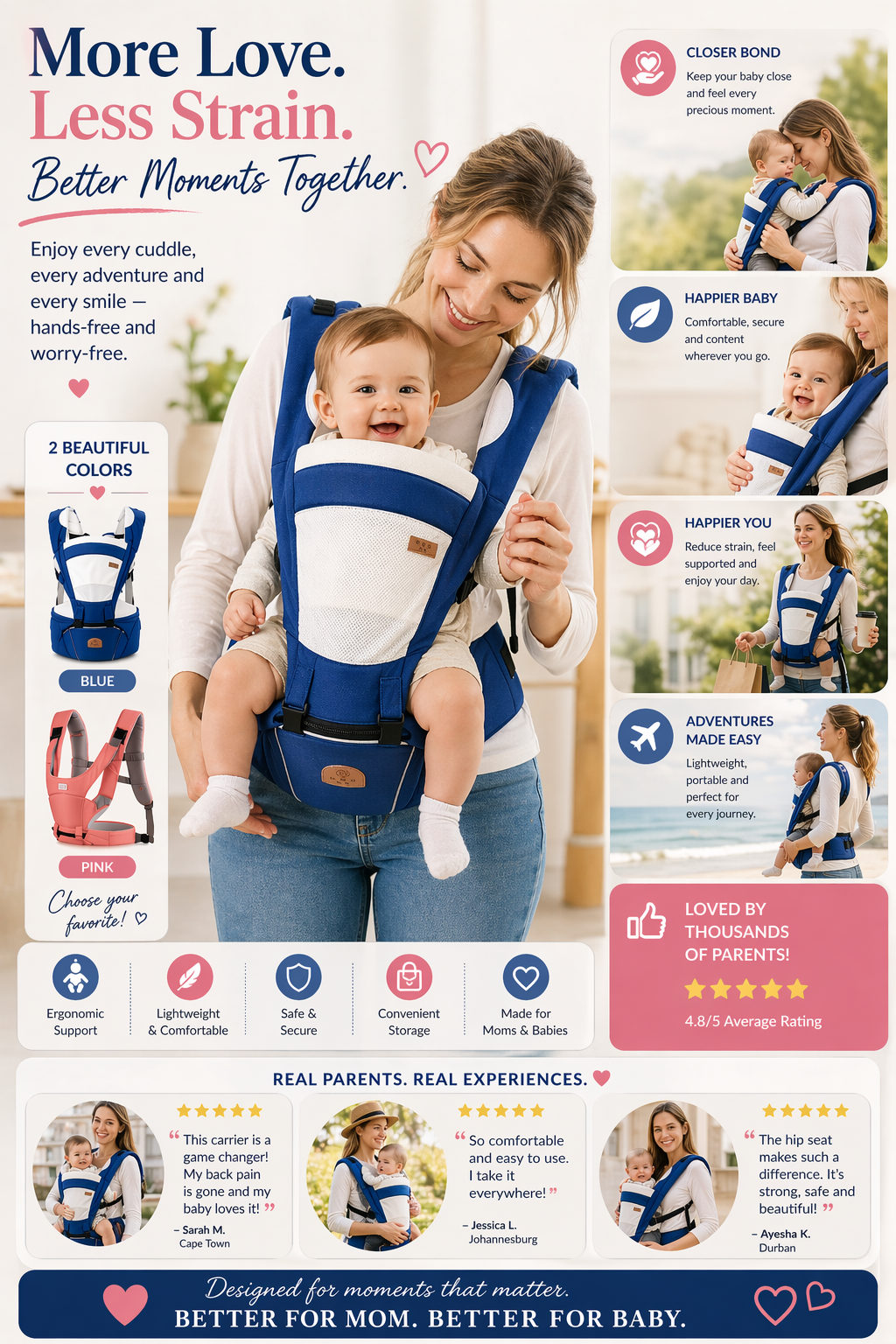 Baby Bloom Ergonomic Hip Seat Baby Carrier