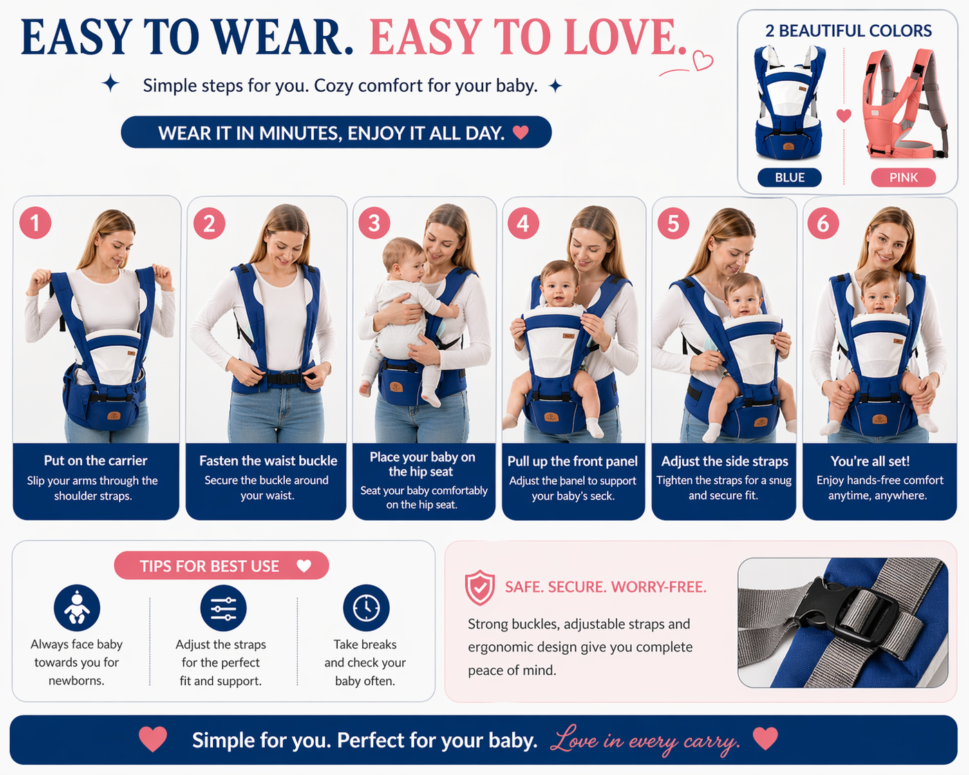 Baby Bloom Ergonomic Hip Seat Baby Carrier