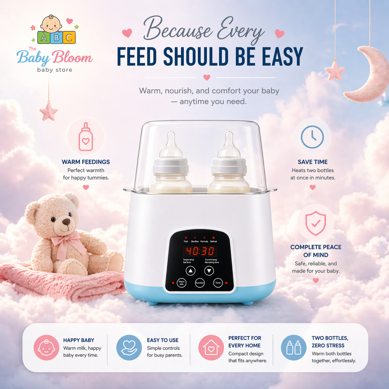 Baby Bloom Smart Bottle Warmer & Sterilizer Pro