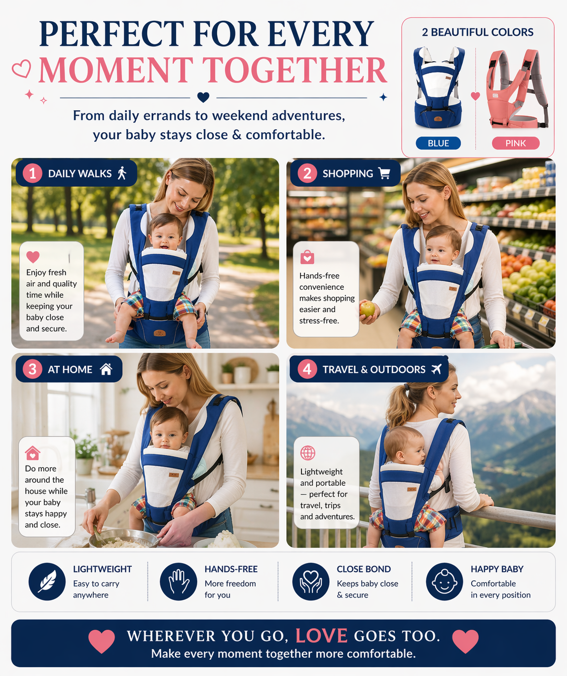 Baby Bloom Ergonomic Hip Seat Baby Carrier