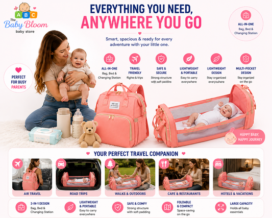 Baby Bloom Portable Baby Bed & Diaper Backpack Pro - Pink